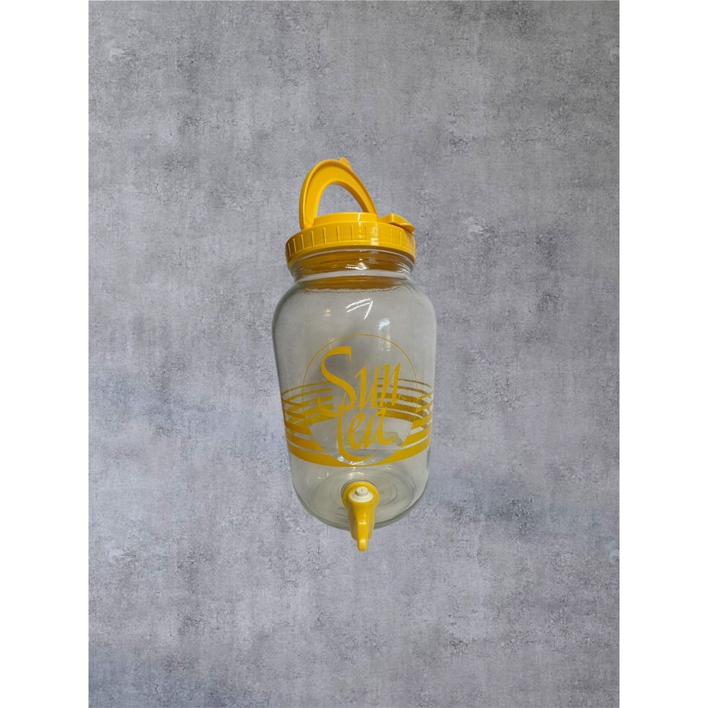 Miner Container Inc Sun Tea Glass Beverage Dispenser Yellow 1 Gallon Retro EXCL